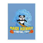 This darling panda bear is too cute! He loves to go surfing on huge waves in Maui. What a cute design for anyone who loves surfing in Hawaii as much as panda does.