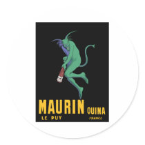 Maurin Quina - Cappiello 1906 - Absinthe Apertif Round Sticker