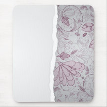 mauve and grey flower line art design mousepads