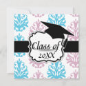 mauve aqua blue white damask graduation