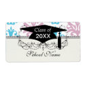 mauve aqua blue white damask graduation