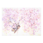 Mauve Blossom & Butterfly Invitation