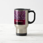 Mauve damask floral pattern on magenta coffee mugs
