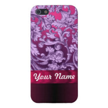 Mauve damask floral pattern on magenta iPhone 5 cover