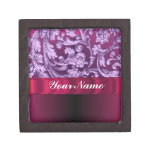 Mauve damask floral pattern on magenta premium gift box