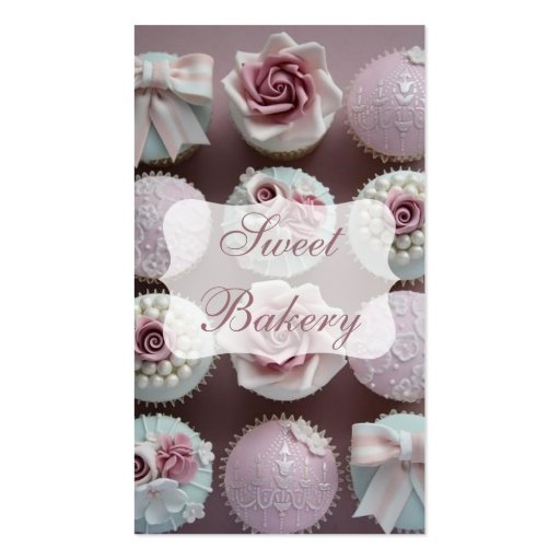 Mauve Designer Cupcake Bakery Business Card Template (front side)