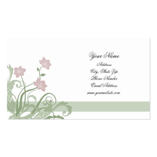 Mauve Floral Business Cards (front side)