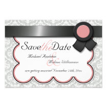 Mauve & Gray Damask Save the Date Announcements invitations