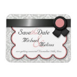 Mauve & Gray Damask Save the Date flat Magnet