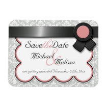 Mauve & Gray Damask Save the Date flat Magnet magnets