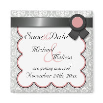 Mauve & Gray Damask Save the Date Magnet magnets