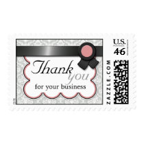 Mauve & Gray Damask "Thank you for your business" Stamps
