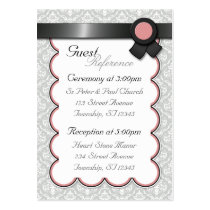 Mauve & Gray Damask Wedding Guest Reference Cards business cards