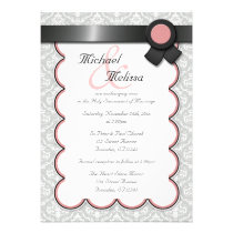 Mauve & Gray Damask Wedding Invitations invitations