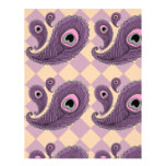 Mauve Peacock Scrapbook paper 8.5" x 11" Letterhead Design