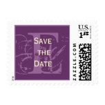 Mauve Purple Monogram E Wedding Postage
