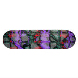 Mauve red green and black abstract skateboard