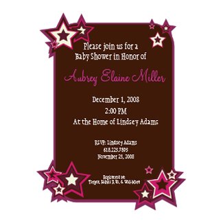 Mauve Stars Baby Shower Invitation postcard
