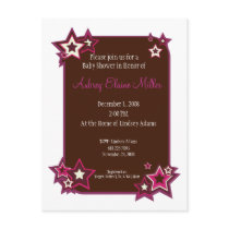 Mauve Stars Baby Shower Invitation Postcards