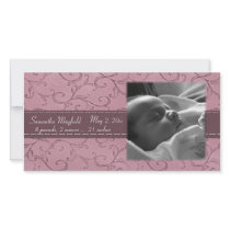 Mauve Swirl Girl Announcement Photo Card photo cards by StarStock Mauve Swirl Girl Announcement Photo Card photo cards