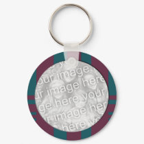 mauve teal stripes photo frame keychains