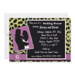 Mauve White And Green Monogram Leopard Invitation