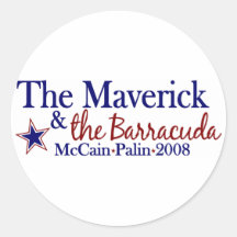 Maverick and Barracuda (McCain Palin 2008) Round Stickers