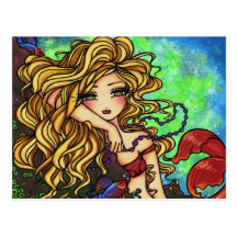 "Maxine" Mermaid Beta Fish Fantasy Art Postcard