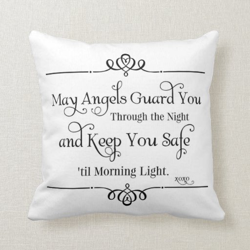 May Angels Guard You Nursery Quotes Throw Pillow Zazzle