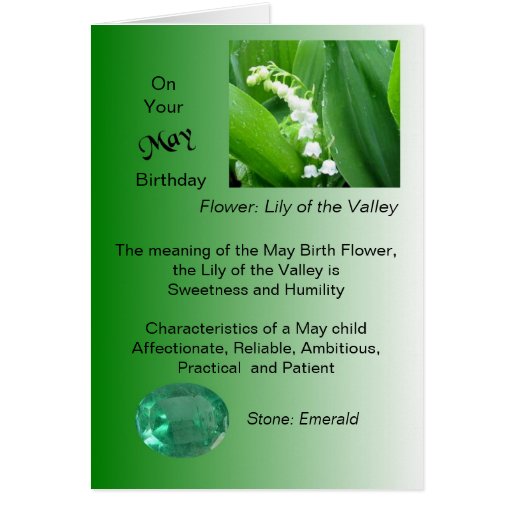 May Birthday Card Lily Of The Valley and Emerald Zazzle