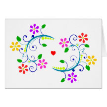 May God Bless You, with Flowers, Swirls, & a Heart Cards