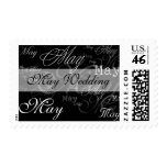 May Wedding Black And White Postage Stamp