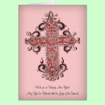 May You be Blessed! Vintage New Year Greeting Card cards