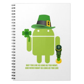 May You Live As Long As You Want Irish Bug Droid Spiral Note Book