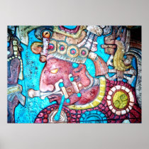 Maya Aztec Indian High Priest Mexican Art Poster
