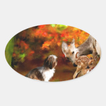 Maya with deer_Painting.jpg Oval Sticker