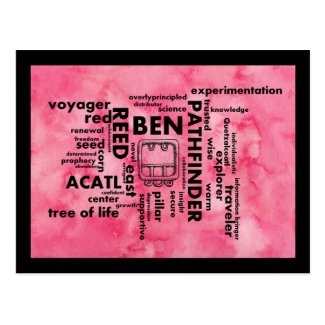 Mayan-Aztec birthday word cloud Ben-Acatl Postcard