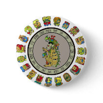 Mayan-calendar Death God Pinback Buttons