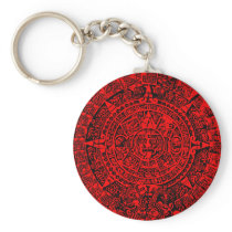 Mayan Calendar Red Keychains