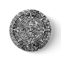 Mayan Calendar White Button