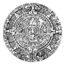 Mayan Calendar White Round Stickers