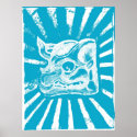 Mayan Glyph in Blue posters