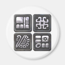 Mayan Glyphs-black and silver Refrigerator Magnet