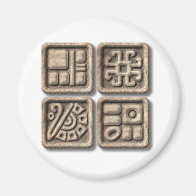 Mayan Glyphs-stone Fridge Magnet