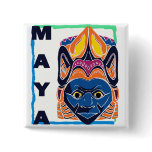 MAYAN MASK PINBACK BUTTON