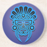 Mayan Mask Design, Blue Coasters