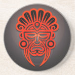 Mayan Mask Design, Red and Black Drink Coasters