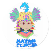 Mayan Princess Round Stickers