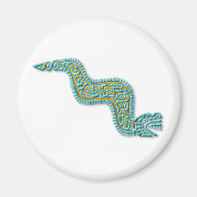 Mayan Serpent-turquoise and gold Magnets
