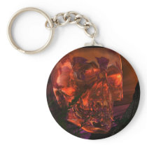 mayan, temple, with, crystal, skull, pyramid, skulls, pryamids, skeleton, skeletons, ancient, culture, fantasy, myth, realism, indiana, jones, ruins, fire, earth, water, air, elements, elemental, Keychain with custom graphic design